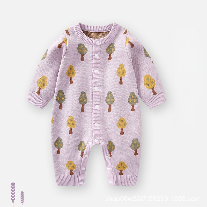 Baby Small Tree Print Knitted Cardigan Romper