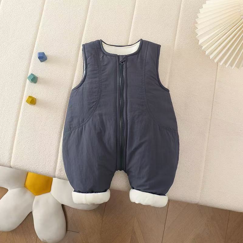 Baby Solid Color Zipper Warm Onesie