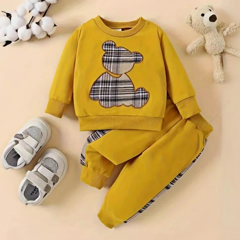 2-Piece Baby Plaid Bear Sweater Set