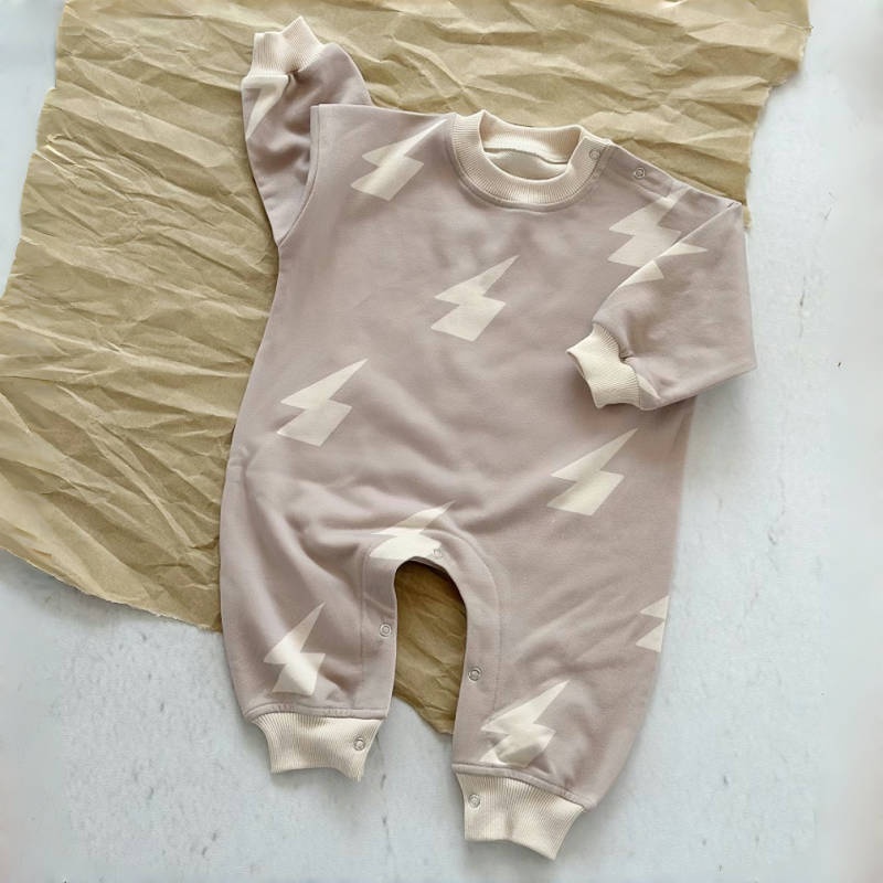 Baby Newborn Checkered Lightning Print Romper