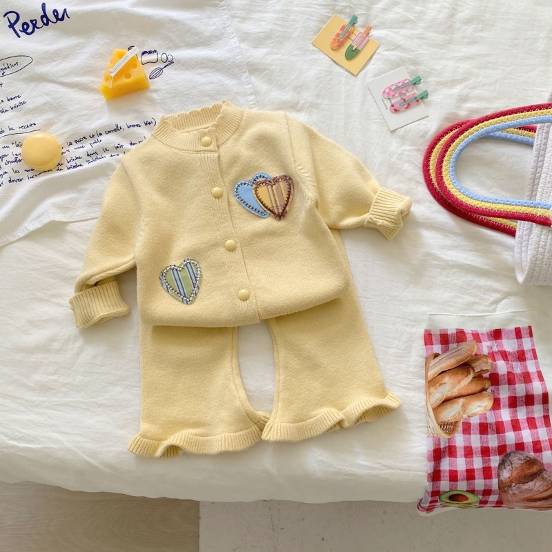 2-Piece Baby Girl Knitted Bell-Bottom Pants Set