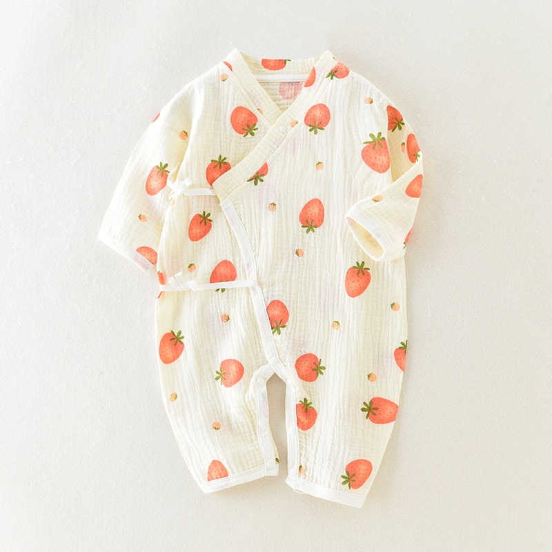 Baby Newborn Printed Gauze Tie-Up Romper