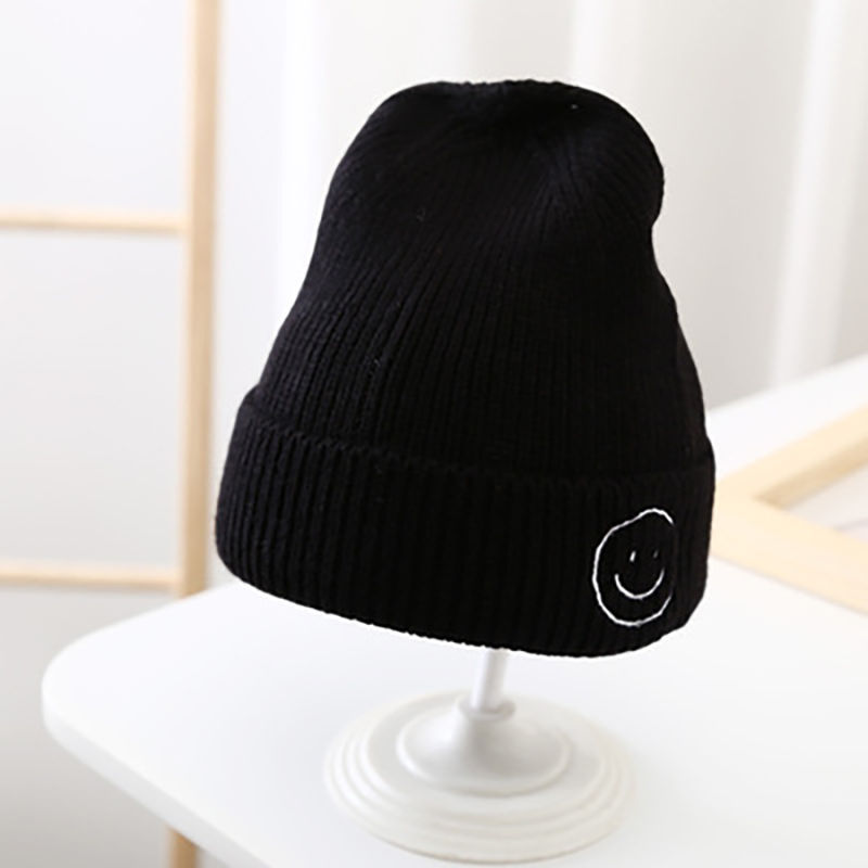 Baby Solid Color Smiley Knit Hat