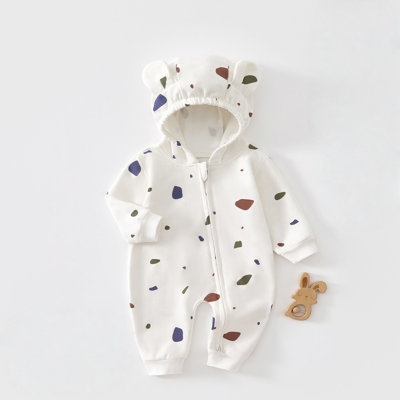 Baby Dachshund Print Zippered Romper