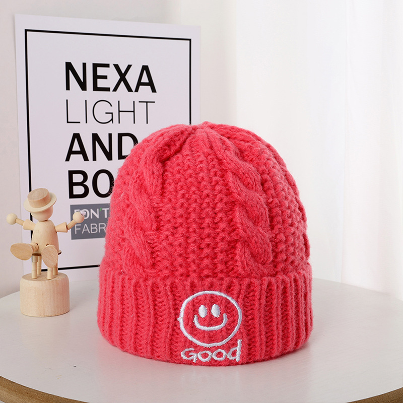 Baby Smiley Solid Color Warm Wool Hat