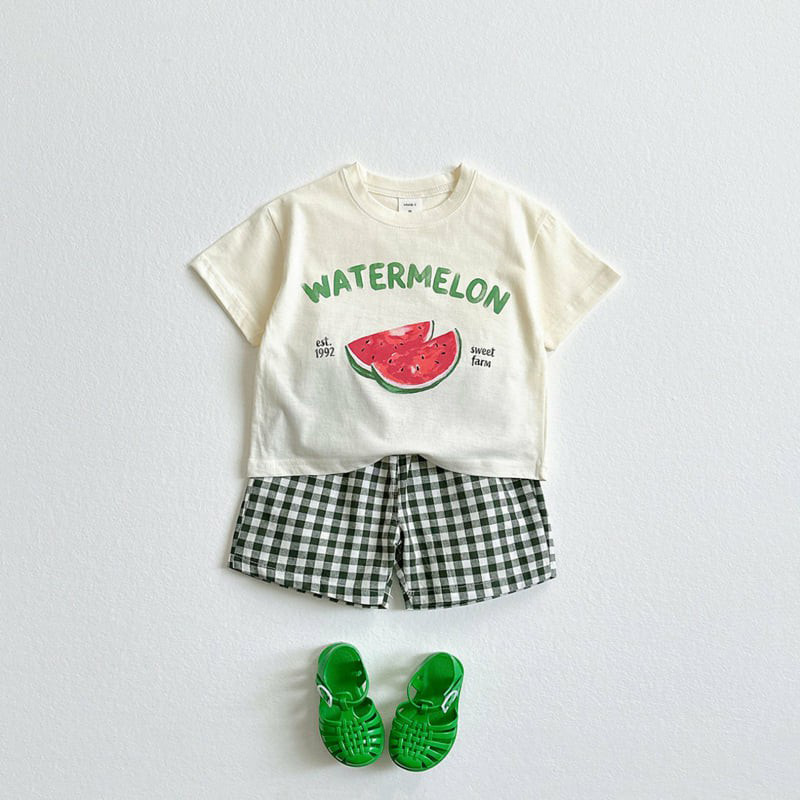 Kids Fruit Pattern Top and Checkerboard Pants Set