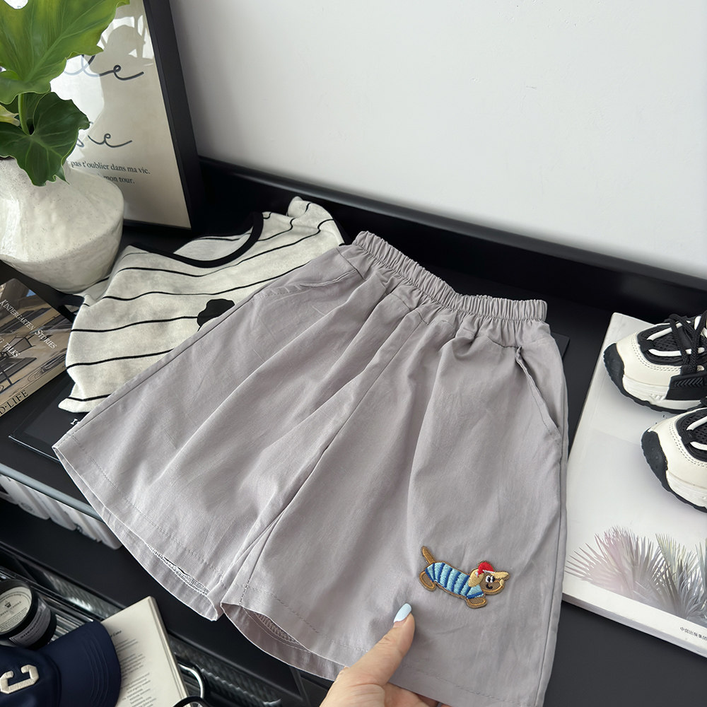 Kids Embroidered Dog Shorts