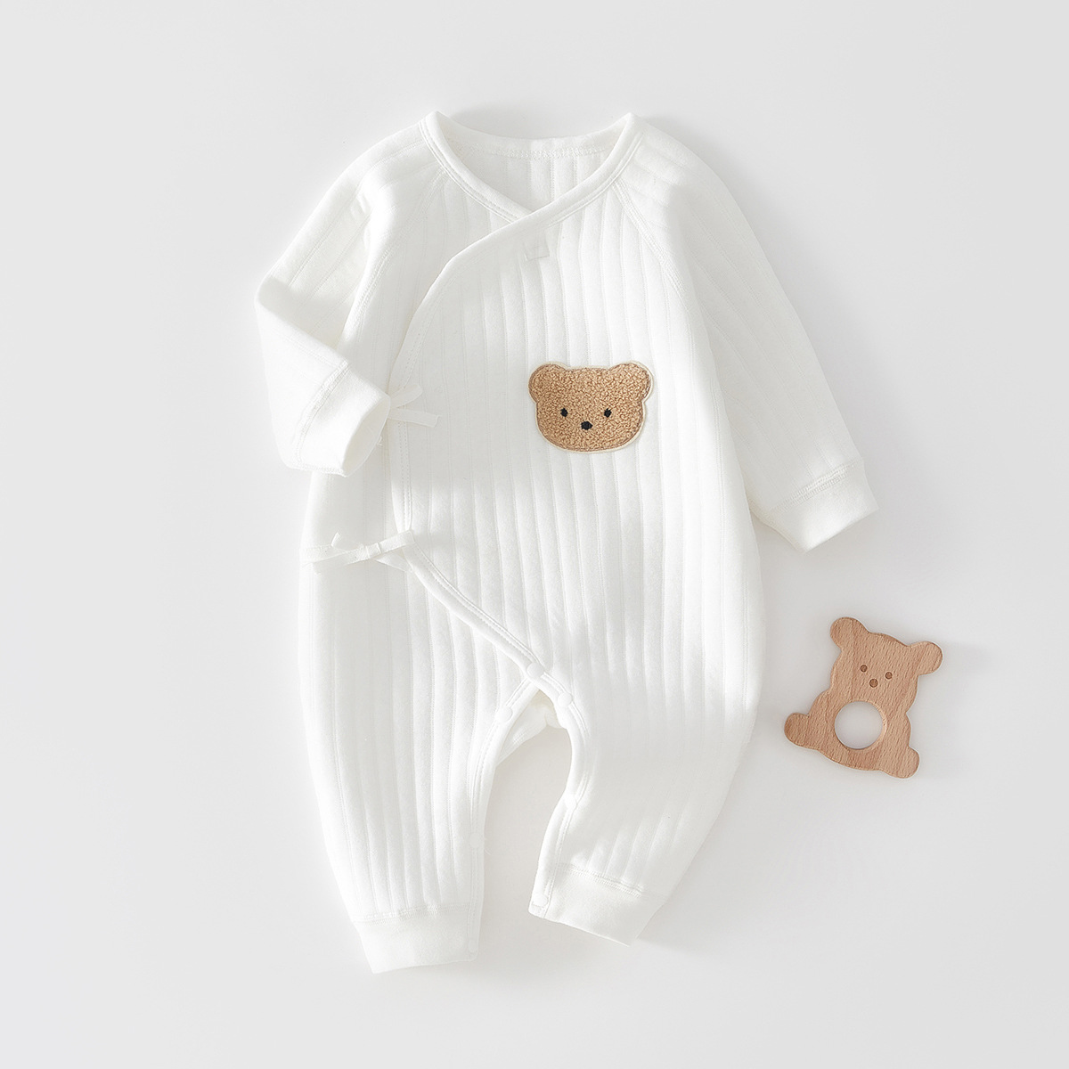Bear Embroidered  Baby Newborn Warm Romper