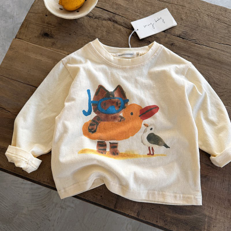 Kids Cartoon Animals Long Sleeved T-shirt