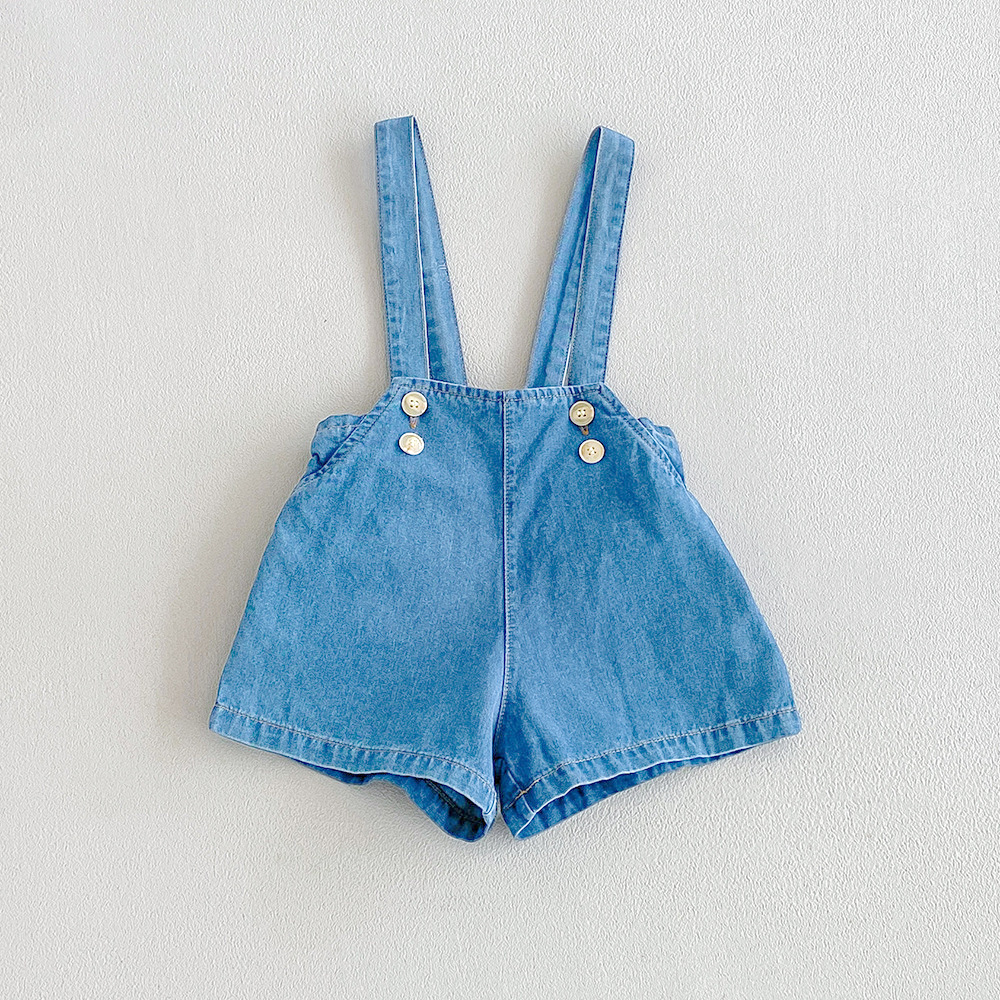 Kids Striped Checkerboard Denim Overalls