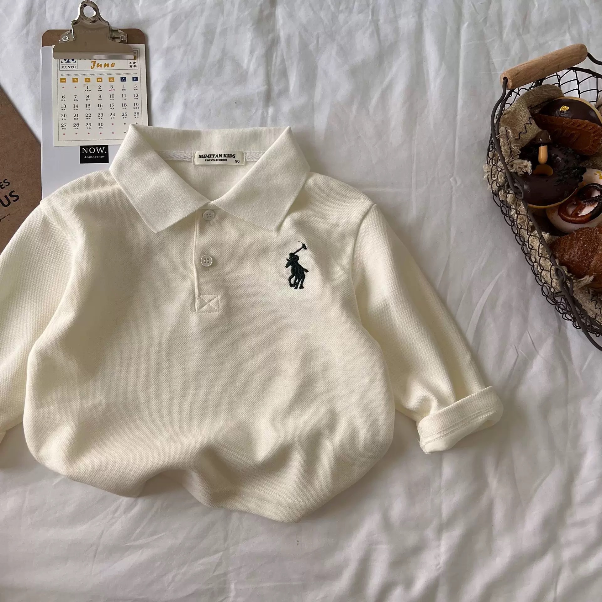 Kids Embroidery Lapel Collar T-shirt