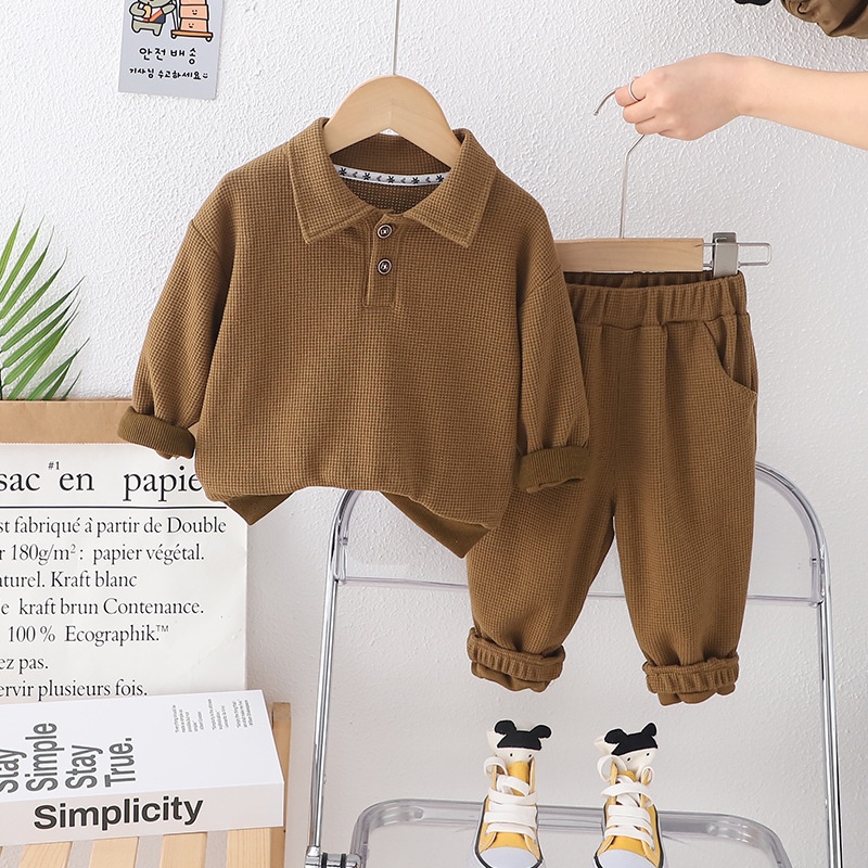 2-Piece Baby Toddler Waffle Sweatshirt Set