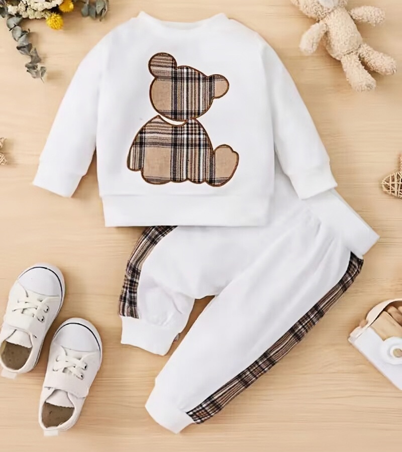 2-Piece Baby Plaid Bear Sweater Set