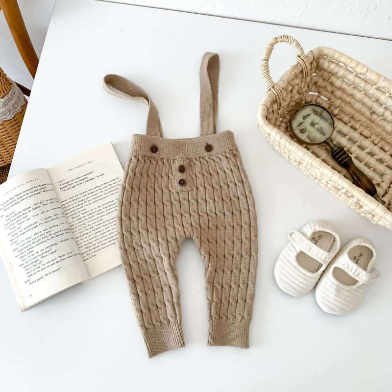 Baby Striped Sweater Overalls Set