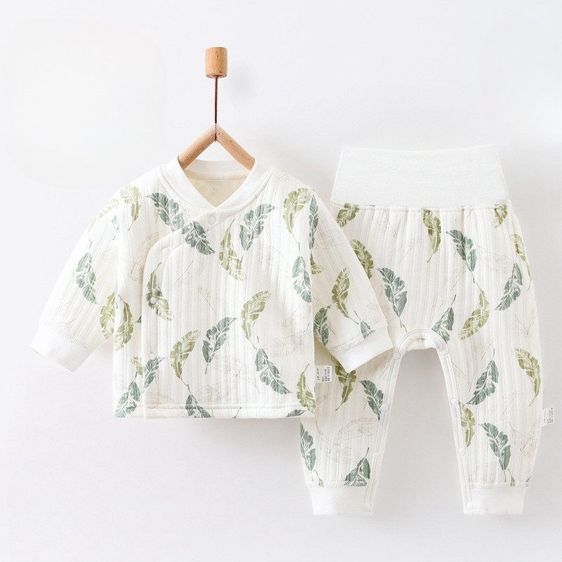 2-Piece Baby Warm Leaf Print Set