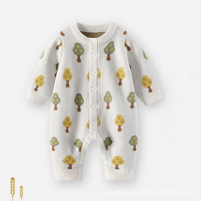 Baby Small Tree Print Knitted Cardigan Romper