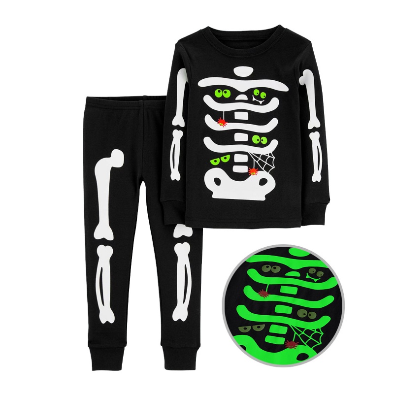 2-Piece Kids' Halloween Glow-in-the-Dark Skull Print Set