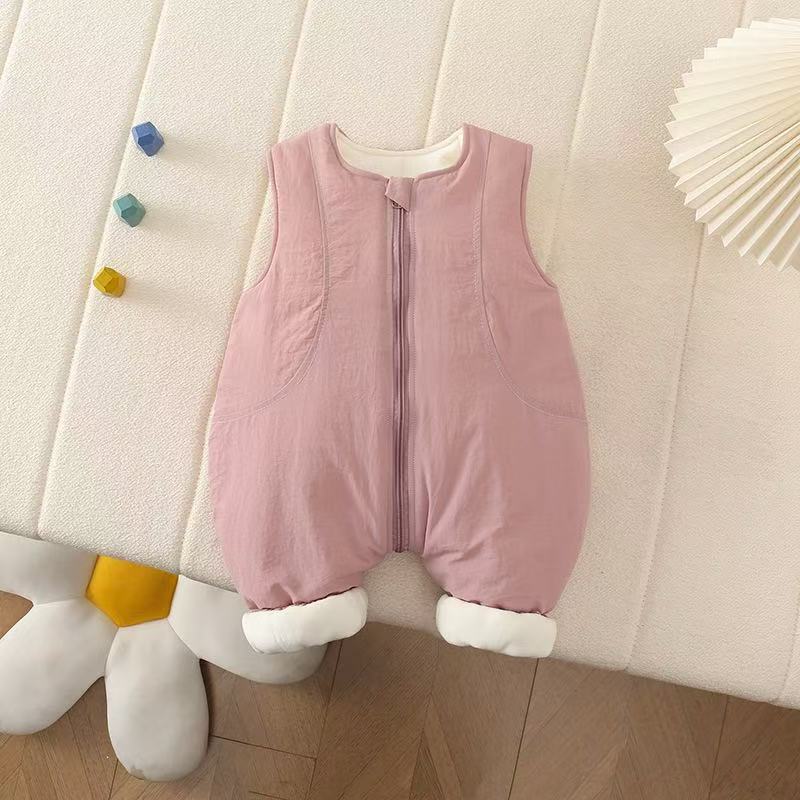 Baby Solid Color Zipper Warm Onesie