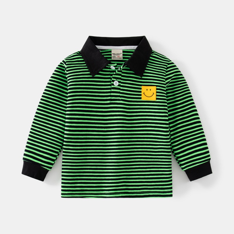 Baby Kids' Boy Smiley Face Striped Polo Shirt