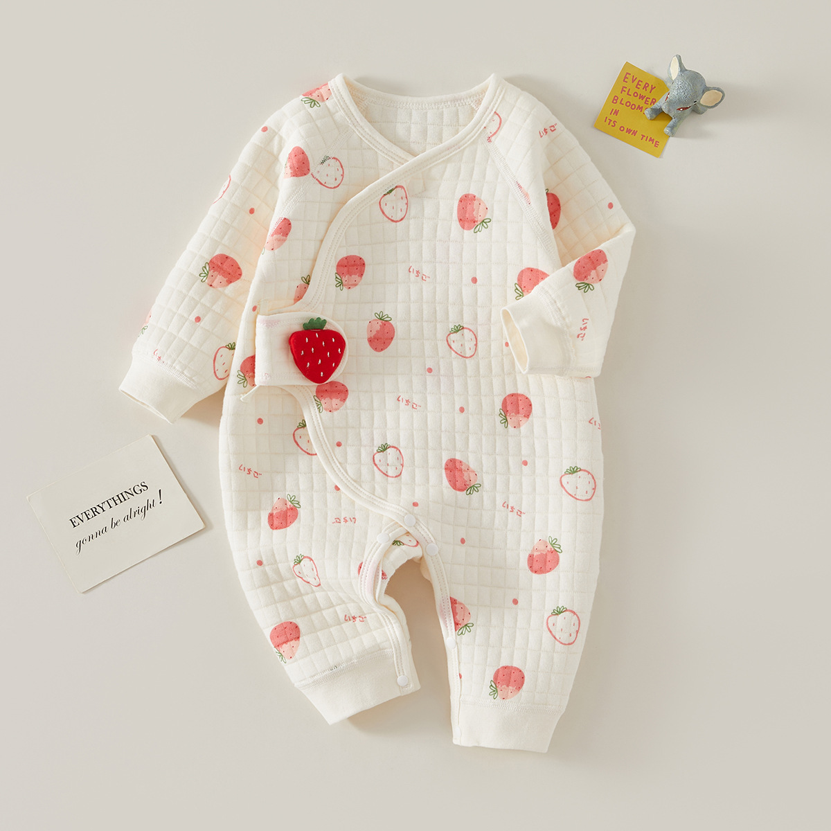 Baby Newborn Strawberry Quilted Romper