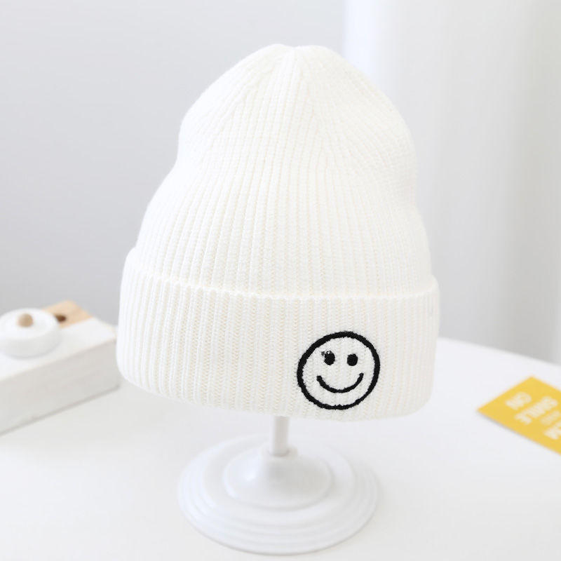 Baby Solid Color Smiley Knit Hat