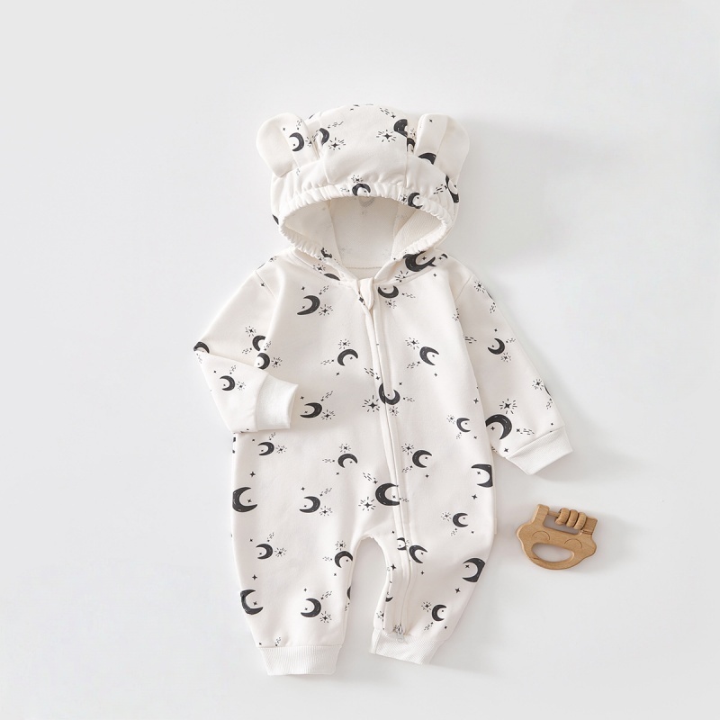 Baby Dachshund Print Zippered Romper