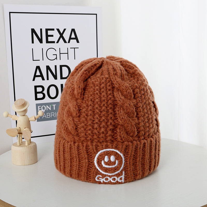 Baby Smiley Solid Color Warm Wool Hat