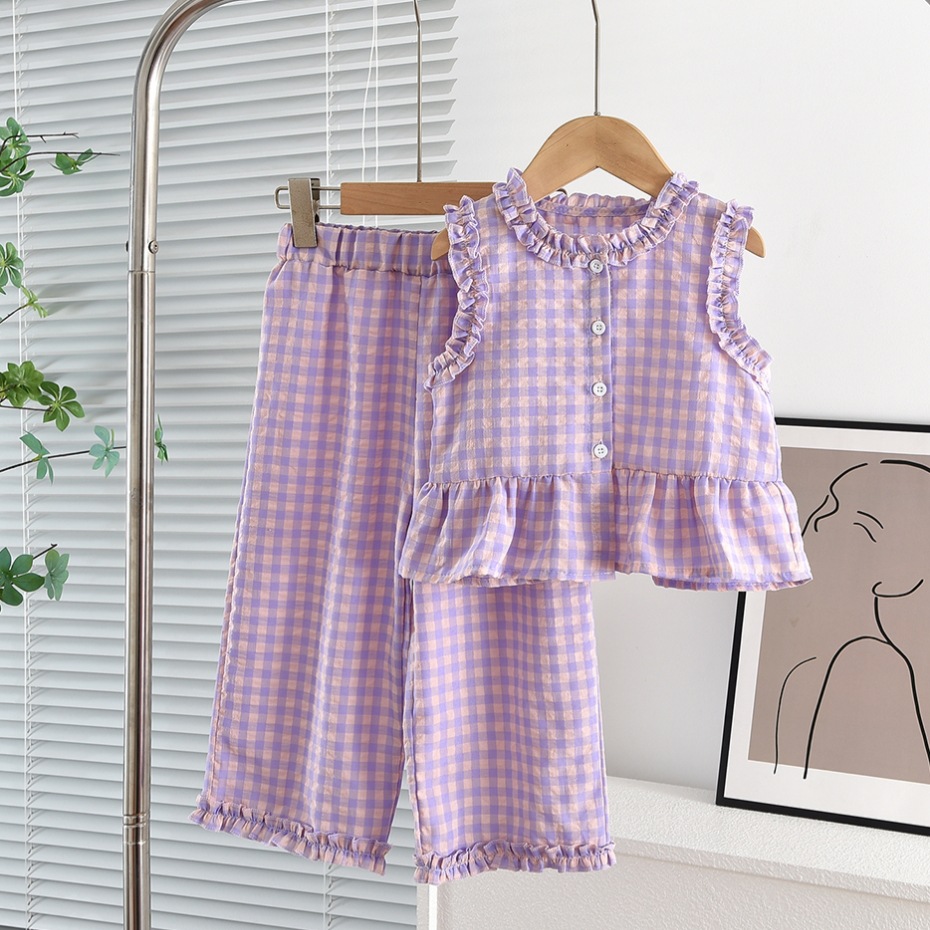 Kid Girls Sleeveless Vest and Pants 2-piece Set