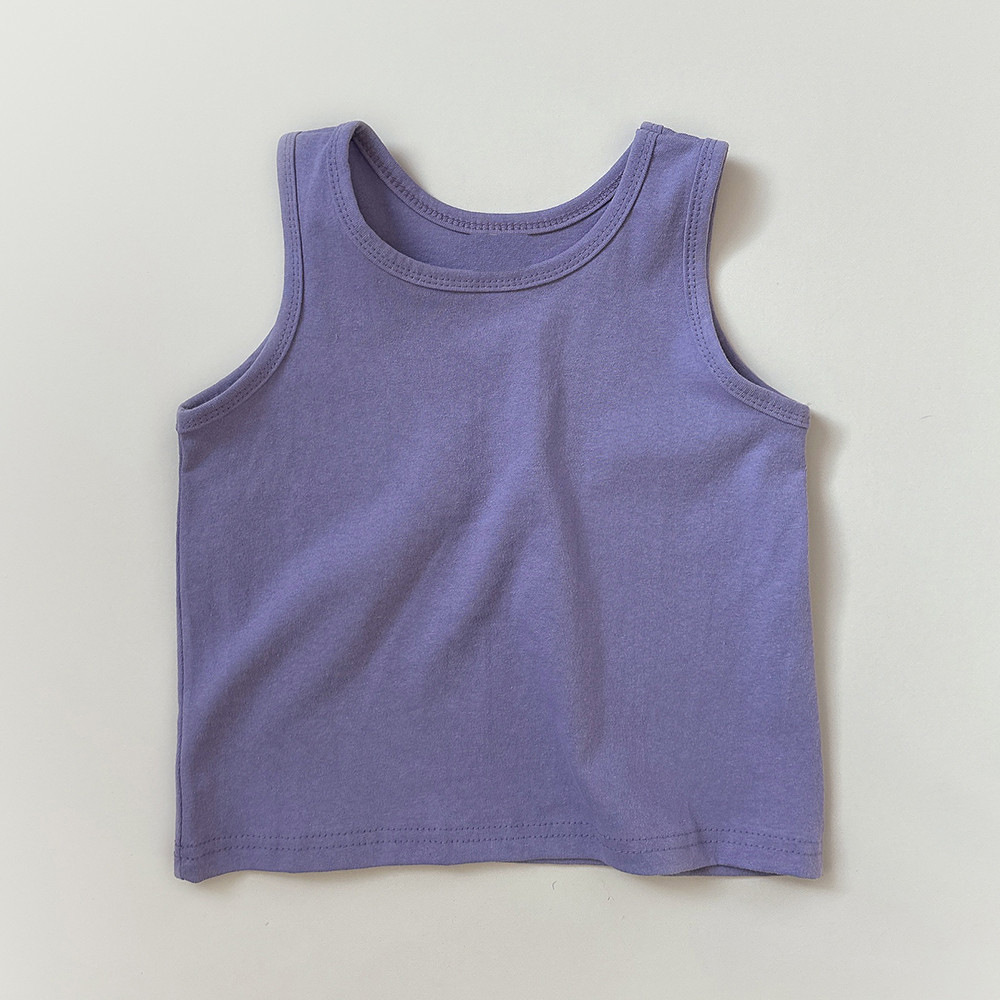 Kids Solid Color Base Layer Vest T-shirt