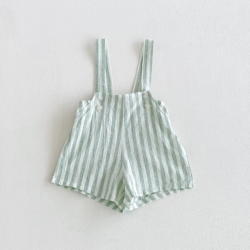 Kids Striped Checkerboard Denim Overalls