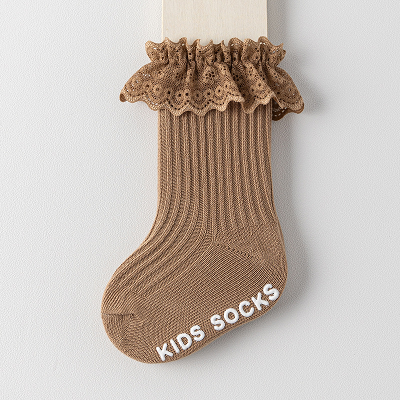 Baby Toddler Solid Color Lace Mid-Calf Socks
