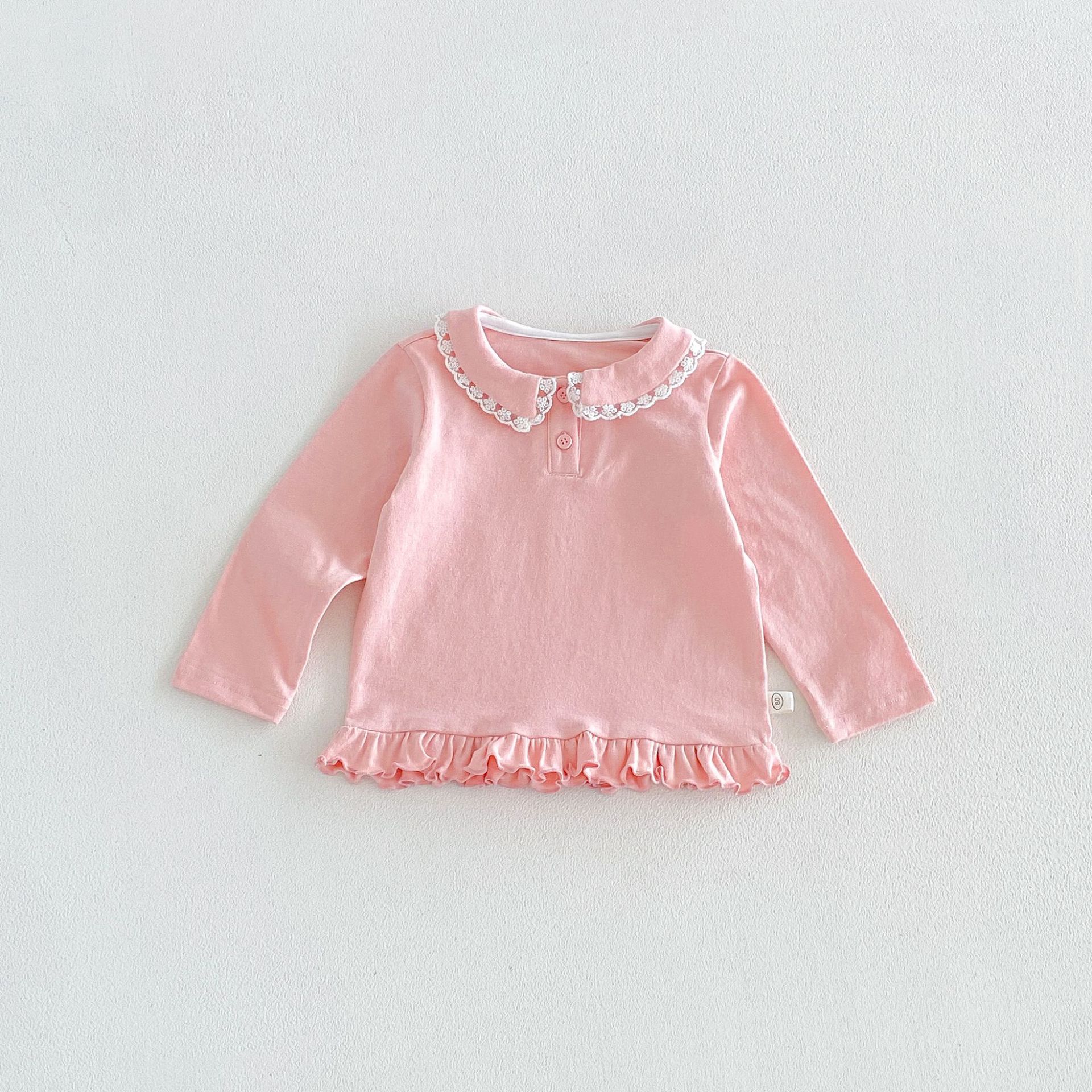 Kids Lace Lapel Polka Dots T-shirt