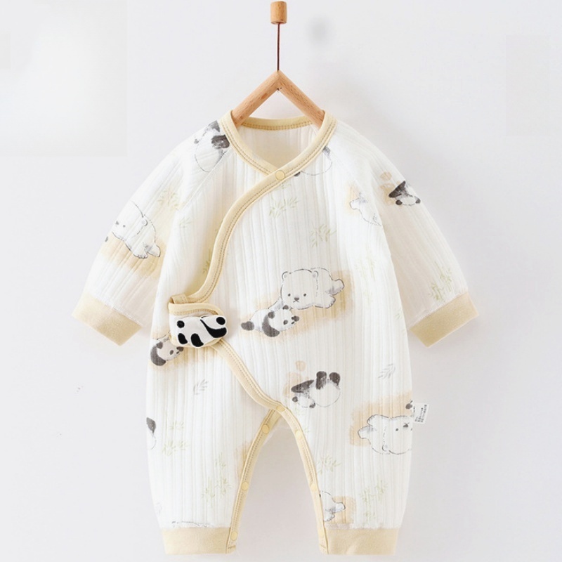 Baby Newborn Panda Print Velcro Romper
