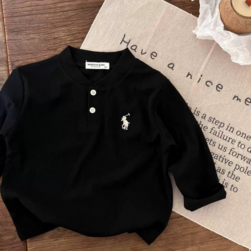 Kids' Striped Polo-Neck T-Shirt