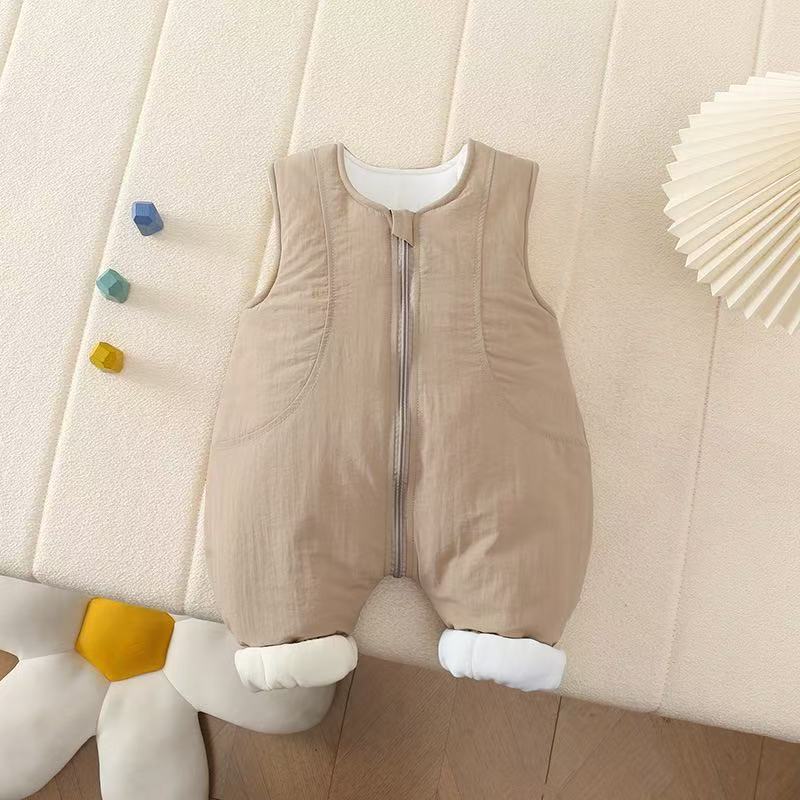 Baby Solid Color Zipper Warm Onesie