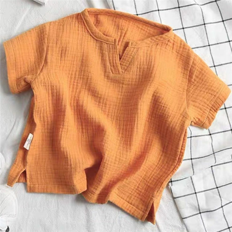 Kids Solid Color Folds V-neck Top
