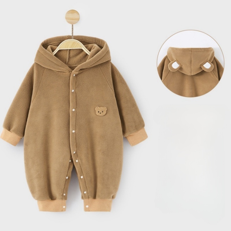 Baby Newborn Warm Bear Hooded Romper