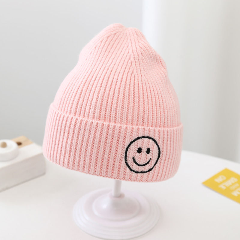 Baby Solid Color Smiley Knit Hat