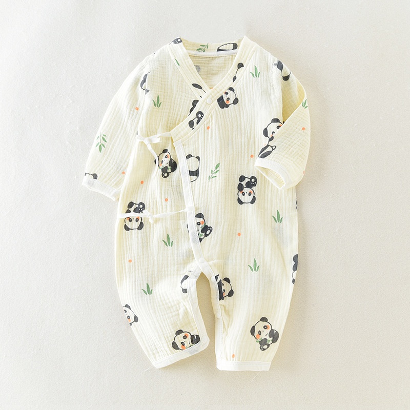 Baby Newborn Printed Gauze Tie-Up Romper