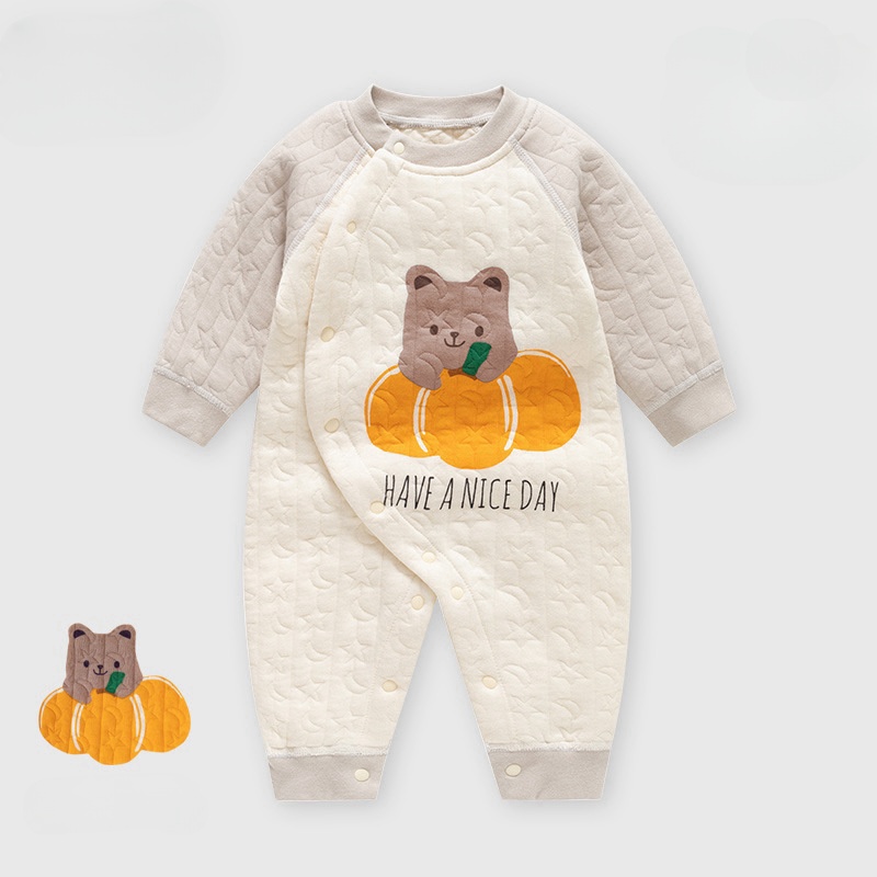 Baby Newborn Pumpkin Dog Print Romper