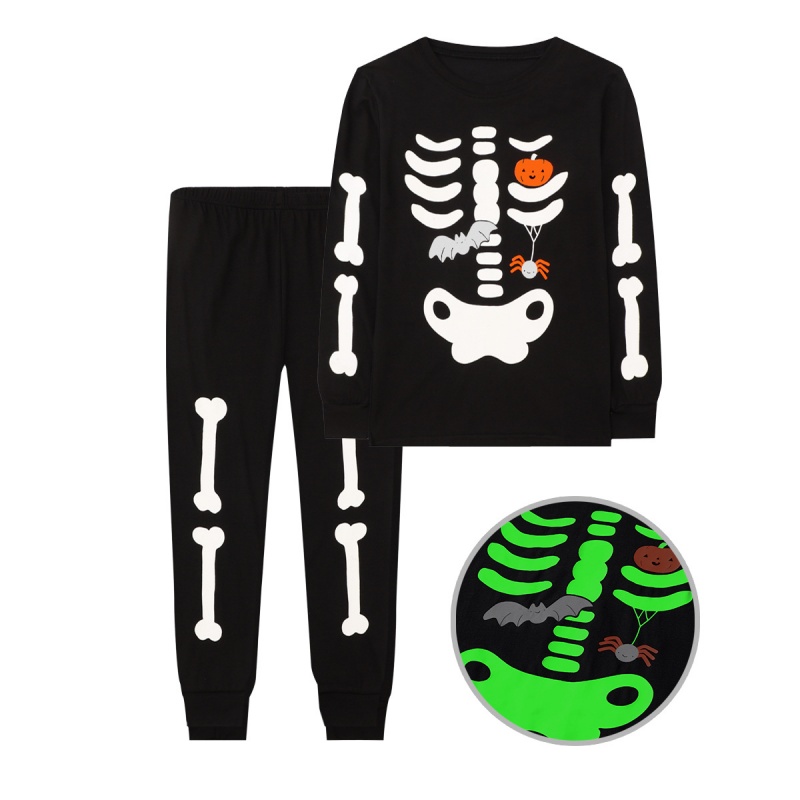 2-Piece Kids' Halloween Glow-in-the-Dark Skull Print Set