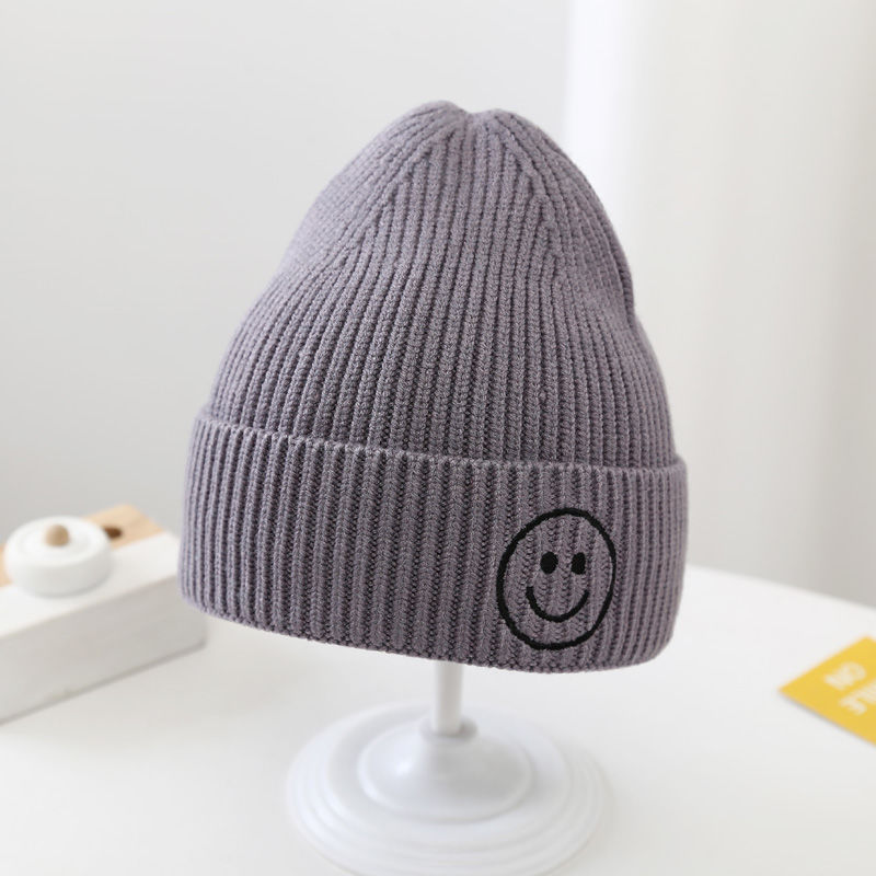 Baby Solid Color Smiley Knit Hat