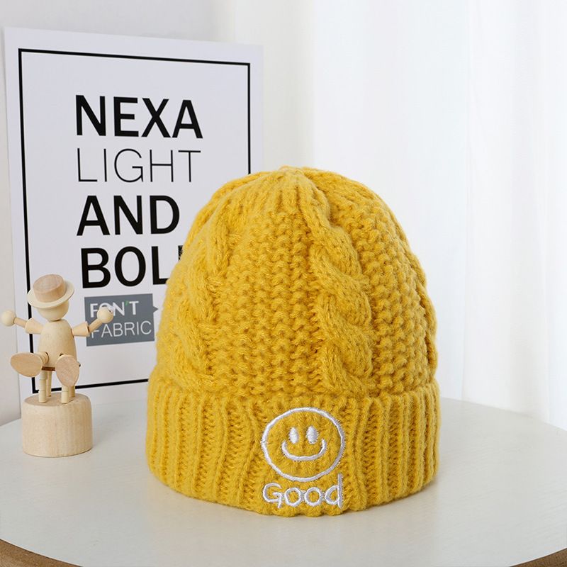 Baby Smiley Solid Color Warm Wool Hat