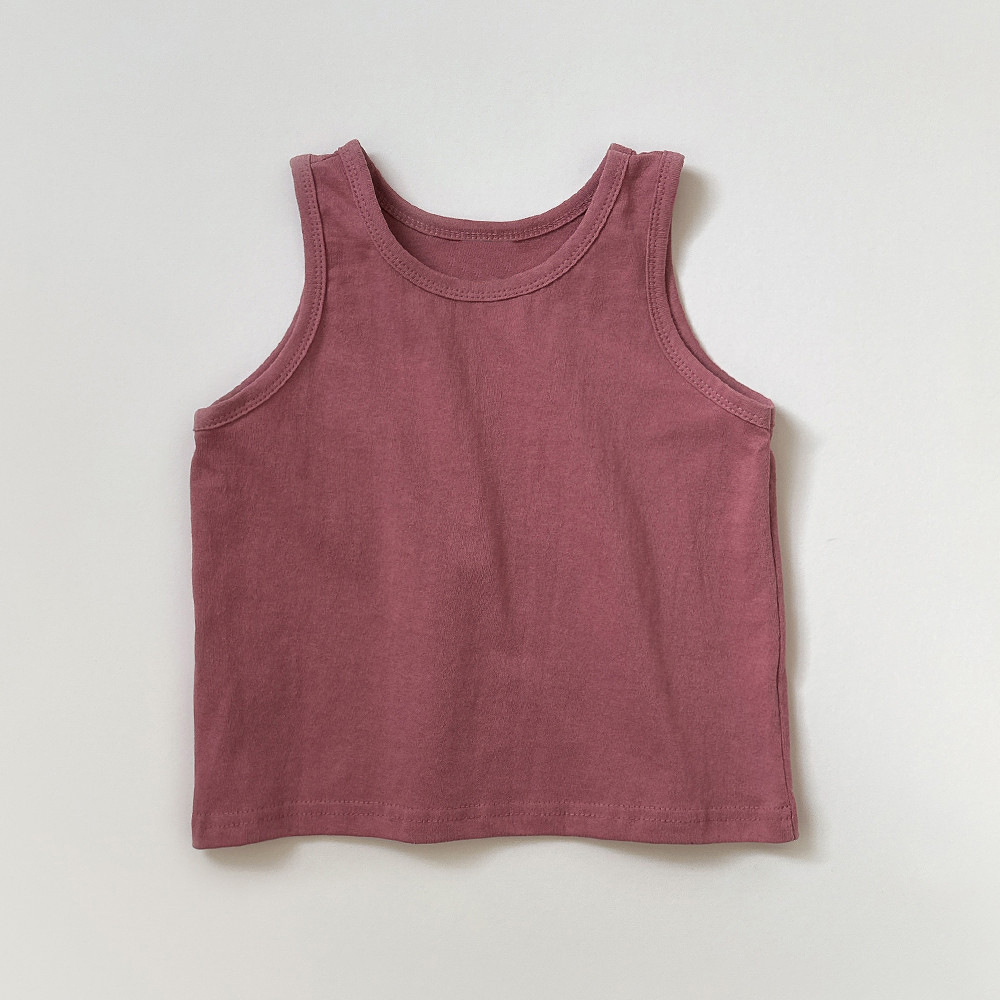 Kids Solid Color Base Layer Vest T-shirt
