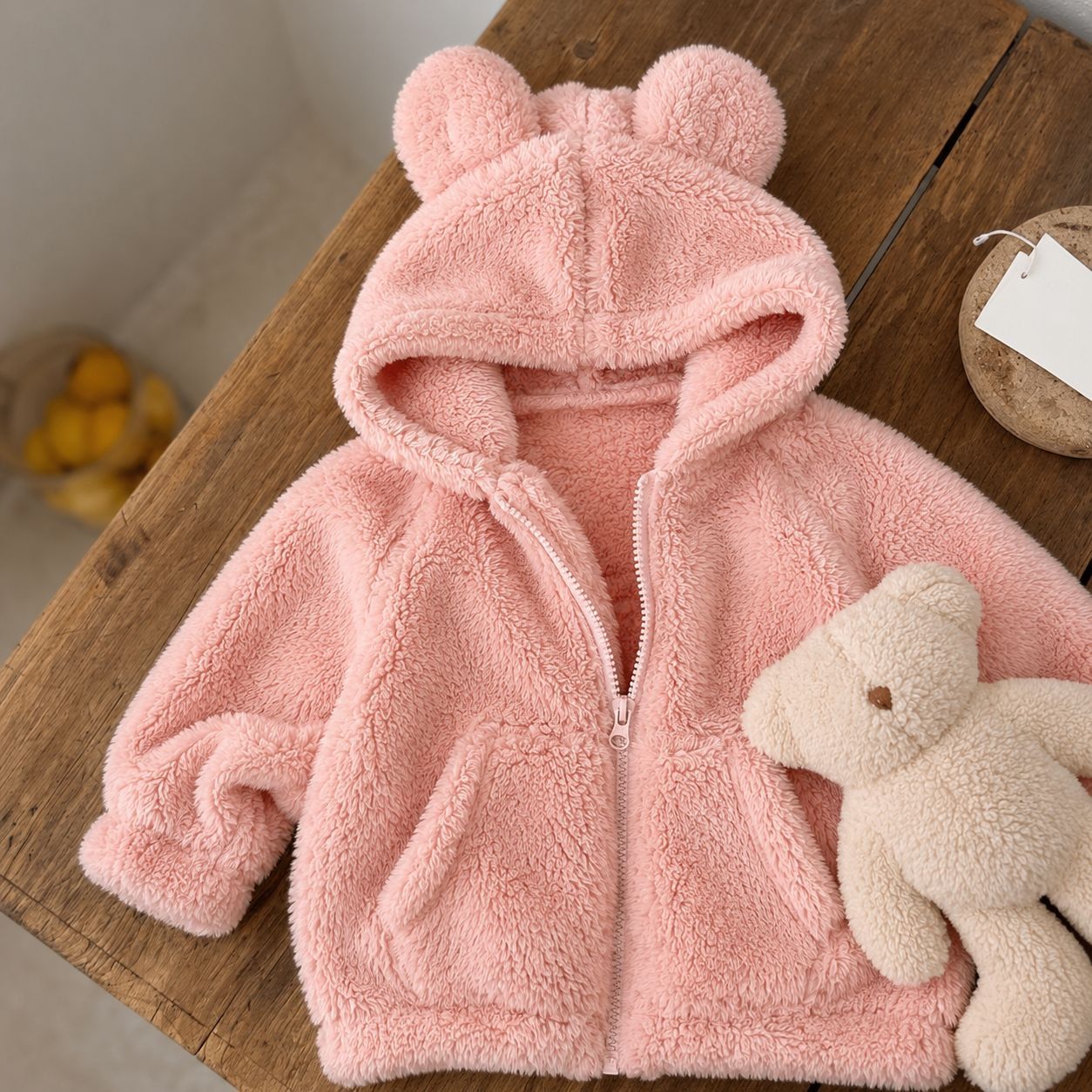Baby & Kid Solid Color Fleece Lined Zipper Outerwear