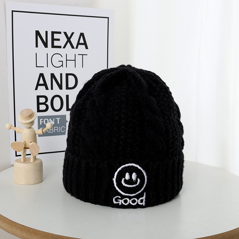 Baby Smiley Solid Color Warm Wool Hat
