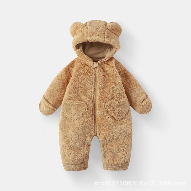 Baby Newborn Bear Plush Zipper Romper