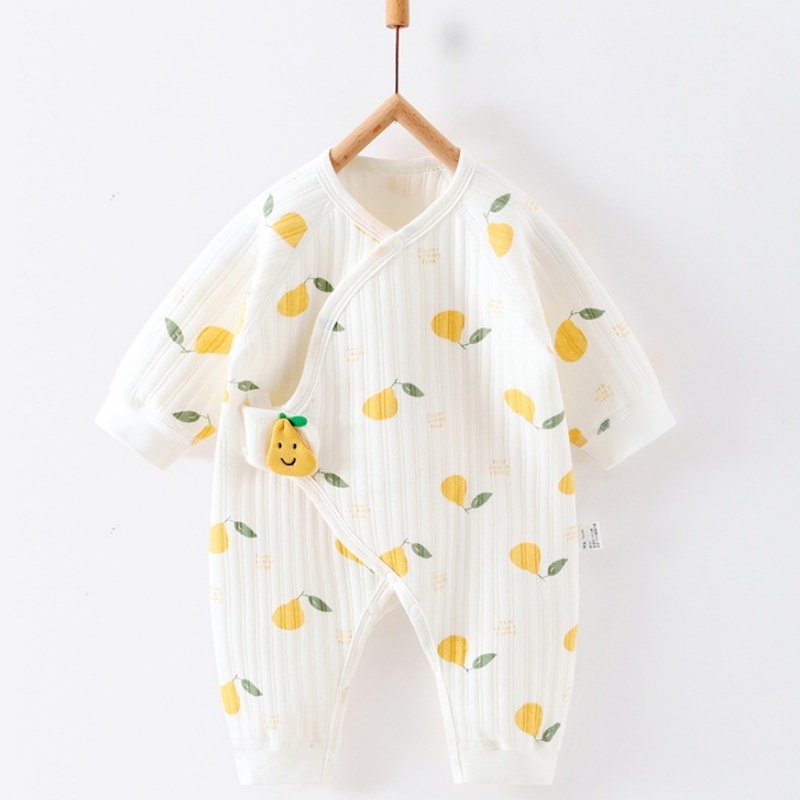 Baby Newborn Lemon Print Velcro Romper