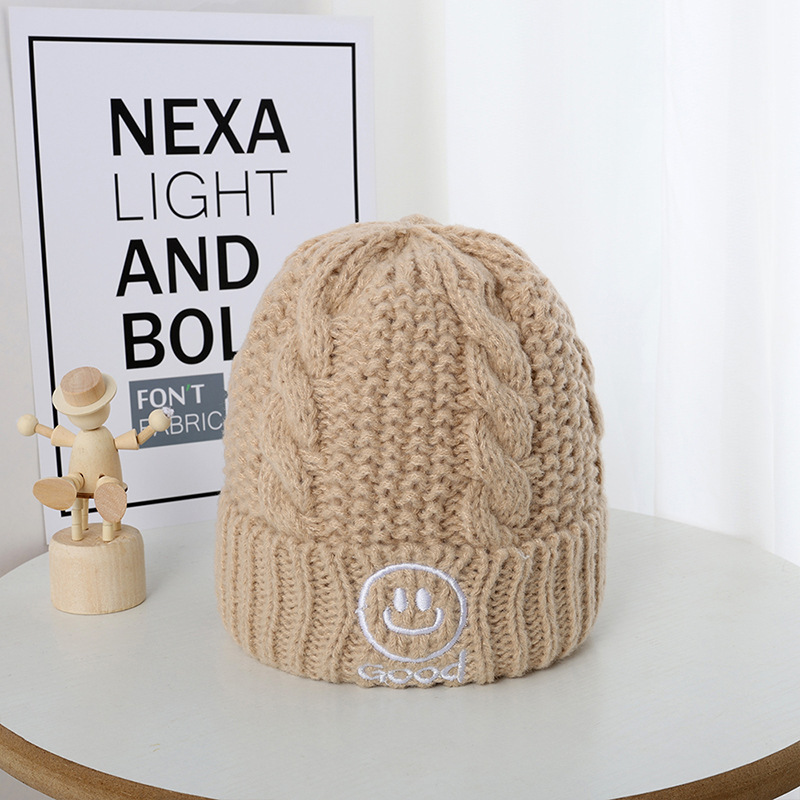 Baby Smiley Solid Color Warm Wool Hat