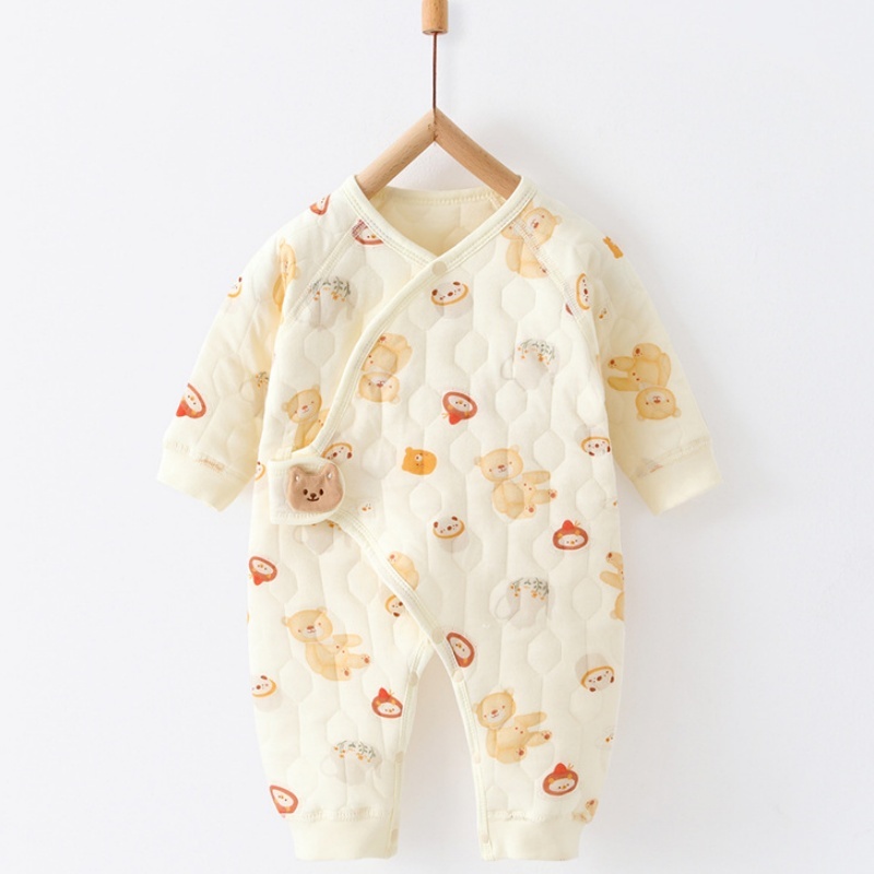 Baby Newborn Bear Print Velcro Romper